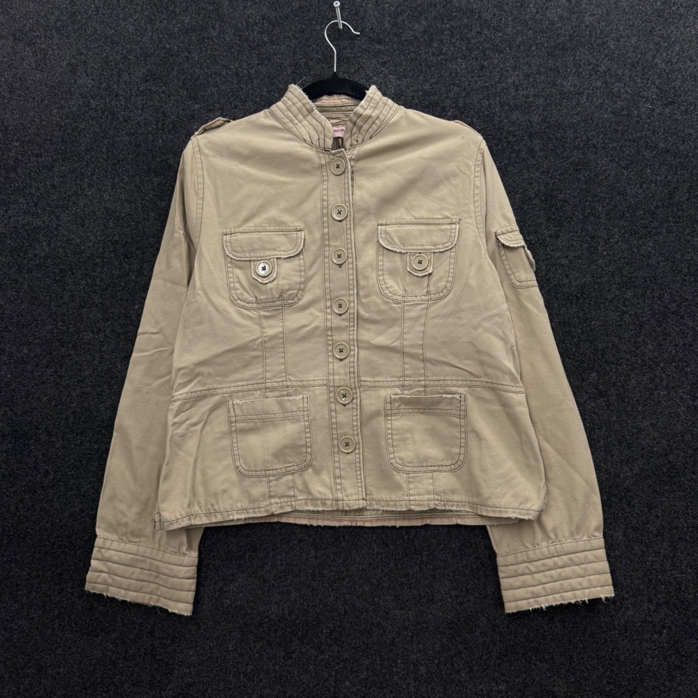 Periscope Khaki Tan Cotton Utility Jacket Y2K Military Button Up XL
